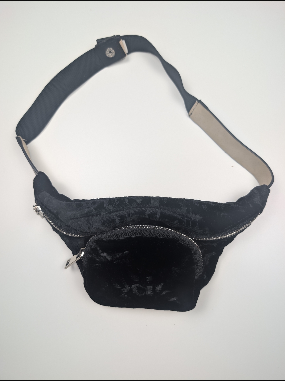 Steve Madden Black Velvet Crush Fanny Pack Belt Bag